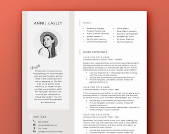 Professional Resume Template With Photo, Modern Resume Template, Creative Resume, Cover Letter, Teacher Resume Template, Curriculum, CV Word