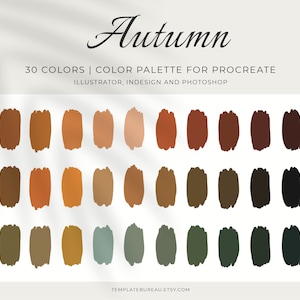 Autumn Color Palette Procreate, Fall Color Swatches, iPad lettering, Illustration, Color Scheme Illustrator, Photoshop, InDesign, 30 colors