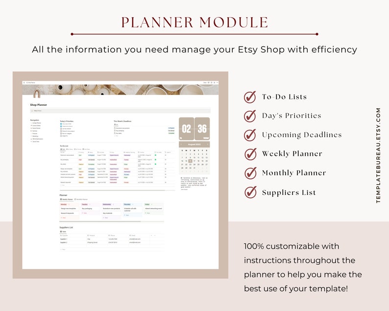 Notion Esty Shop Planner Template Etsy Seller Planner Notion Etsy