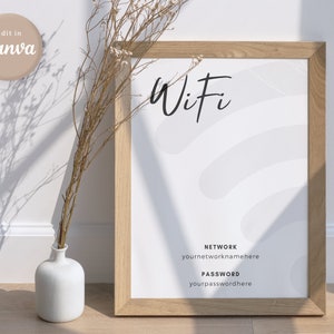 WiFi Password Sign, Wedding WiFi Password Sign, Airbnb WiFi Template, Editable WiFi Sign, WiFi Sign Printable, WiFi Sign Template | Canva