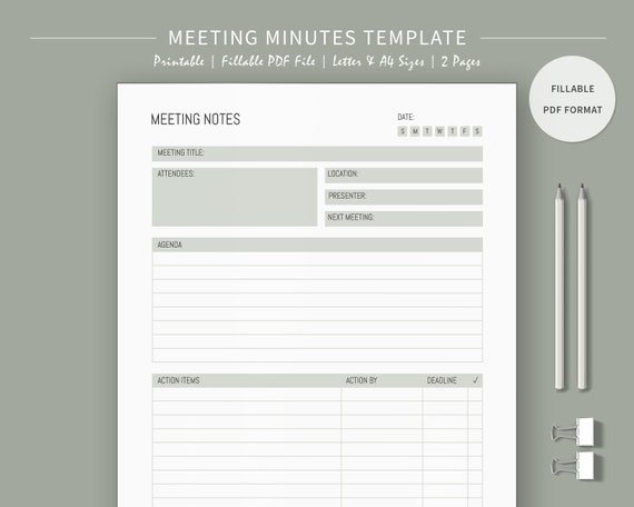 Meeting Agenda Template Meeting Minutes Meeting Notes 