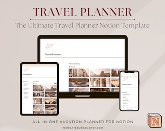 Notion Template Travel Planner, Notion Planner, Notion Travel Itinerary, Travel Journal, Travel Organizer, Digital Planner, Notion Dashboard