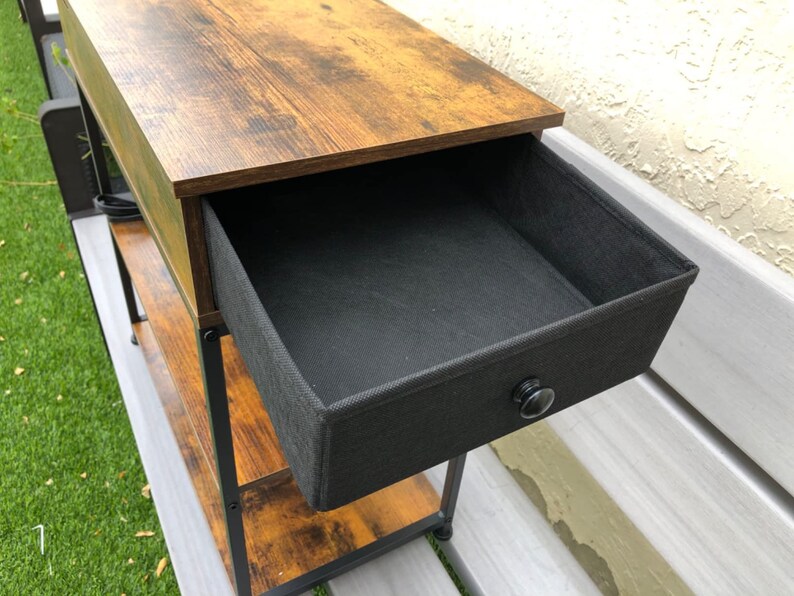 Narrow End Table Flip Top Side Table Nightstand With Storage Etsy