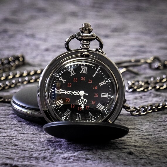 Matte black pocket clearance watch