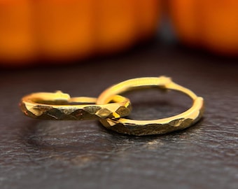 Dainty 22K Solid Gold Huggie Hoops: Cartilage Earrings