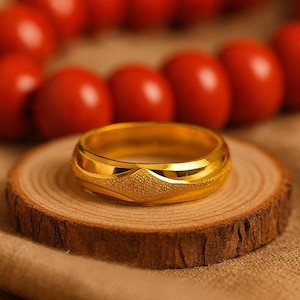 Wedding Band bridal ring: 22k Yellow Gold - Handmade in India,Minimalist image 1