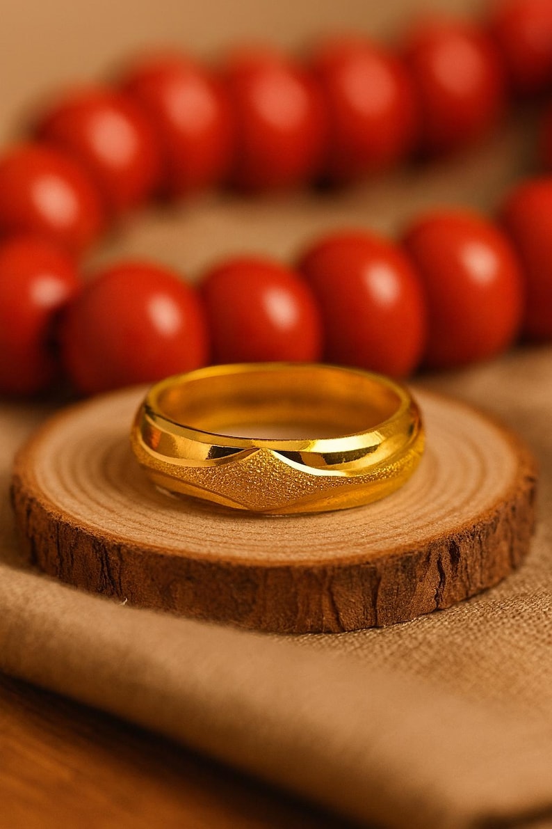 Wedding Band bridal ring: 22k Yellow Gold - Handmade in India,Minimalist image 1