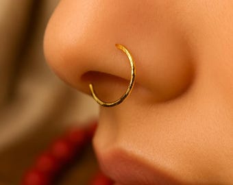 Handmade 22K Gold Nose Ring: Thin Septum or Cartilage Hoop