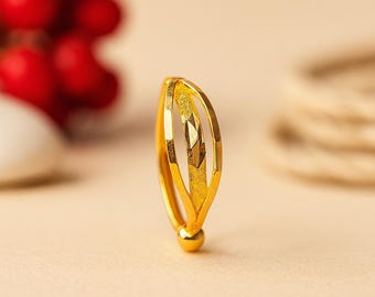 Regalo para el Día de la Madre / Anillo de nariz de oro macizo de 18 quilates: Aro para piercing de septum hecho a mano