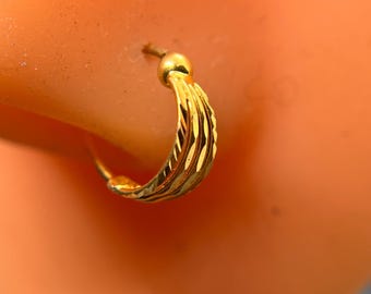 Nose Ring Solid 22K Gold - 22k Gold Nose Septum Ring - 22k Rose Gold Nose Ring - 22k White Gold Nose Ring- g20Nose Piercing Hoop Ring