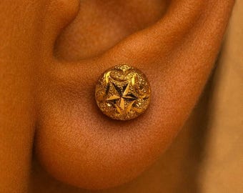 Mother's Day Gift |22K Solid Gold Star Cut Stud Earrings | High Polish,Minimalist