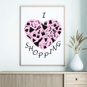 Shopping Women, Shopping Poster, Shopping Girl Print, Design Wall Art, Fashion Poster, Fashion Illustration, Shoppig People, Like Shopping,