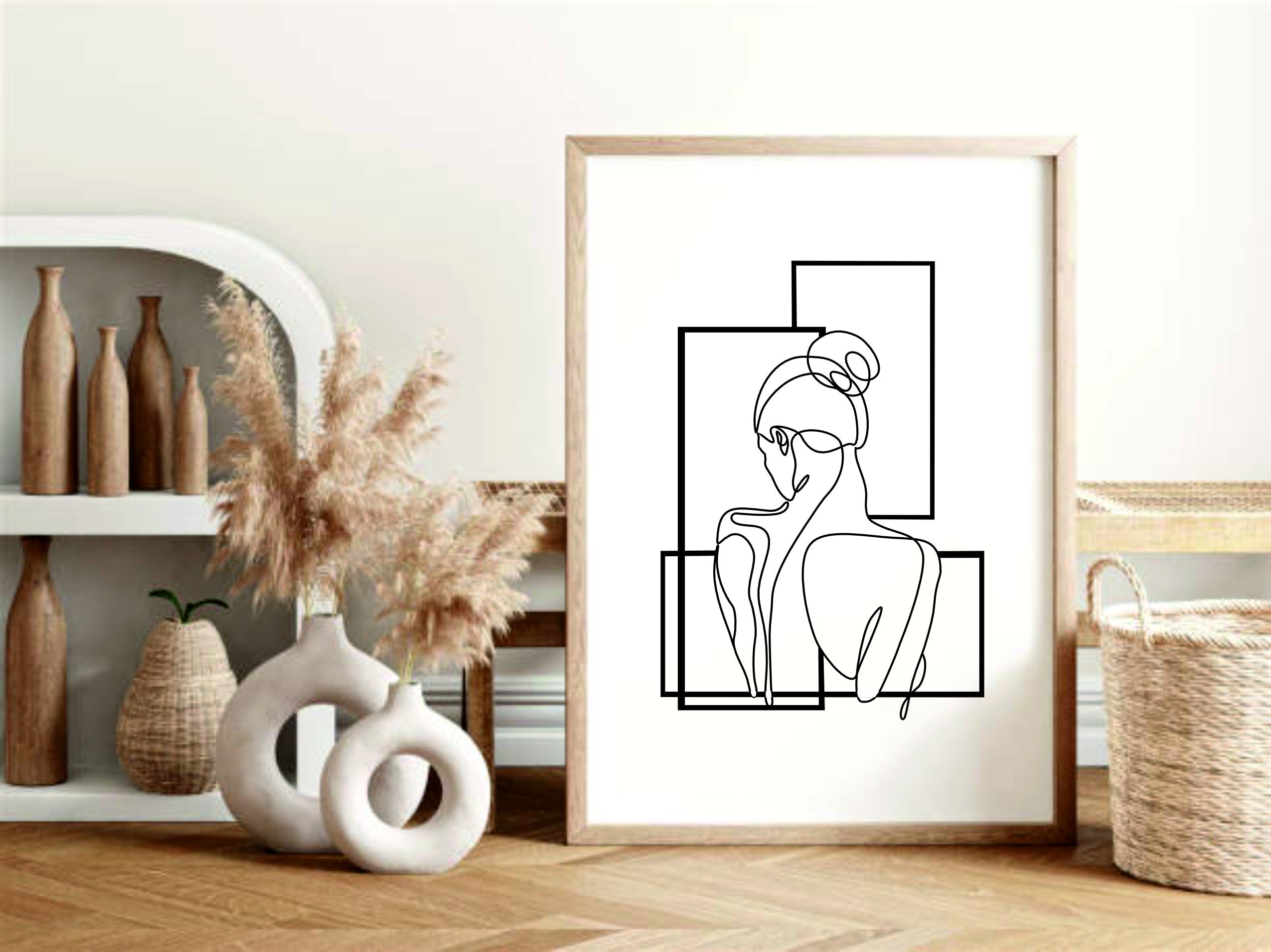Art Print Lady, Naked Woman Line Drawing, Lonely Girl Poster , Woman