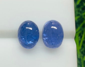 AAA Tanzanite Cabochon Pair, Natural Oval Gemstones (7mm)