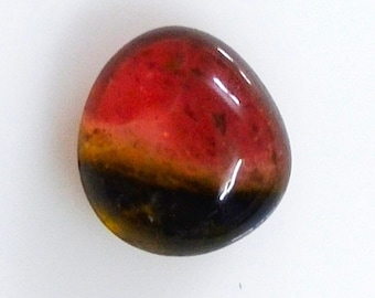 AAA Bi-Color Tourmaline Cabochon: Natural Loose Gemstone (11x10.50x6.50mm) Natural Tourmaline, Rare 3 color Tourmaline Cabochon, Watermelon