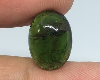 AAA Bi-Color Tourmaline Cabochon, Loose Gemstone (16x12x6.5mm) Tourmaline Green Cabochon, Tourmaline Big Size Cabochon, Tourmaline Cab
