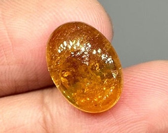 AAA Quality Yellow Tourmaline Cabochon: 8.00 Carat Gemstone (15.20x11x5.80mm) Natural Yellow Tourmaline Cabochon, Big Size Cabochon