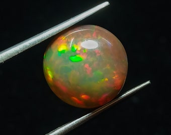 Ethiopian Opal Cabochon, 4.00 ct Round Multi-Fire Gemstone