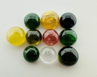 7.50Ct Multi Color Tourmaline Round 10 Pieces Tourmaline Cabochon Lot Natural Smooth Tourmaline Cabochons Tourmaline Gemstone Tourmaline