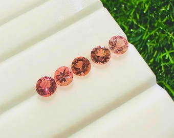 Natural Pink Tourmaline Pair: Faceted Round  Gemstone (5x5mm) Tourmaline Faceted Gemstone, Tourmaline  Round Faceted Layout, Tourmaline cut