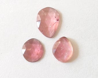 Natural Pink Tourmaline Rose Cut Tourmaline Gemstone Flat Back Tourmaline Faceted Rose Cut Gemstone Pink 9 MM TO 12MM 4.50