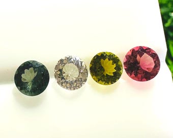 Faceted Round Tourmaline Gemstone Pair, Multi Color, 4.5mm  Natural Tourmaline Faceted, Tourmaline Faceted  Cut, Tourmaline Round Faceted