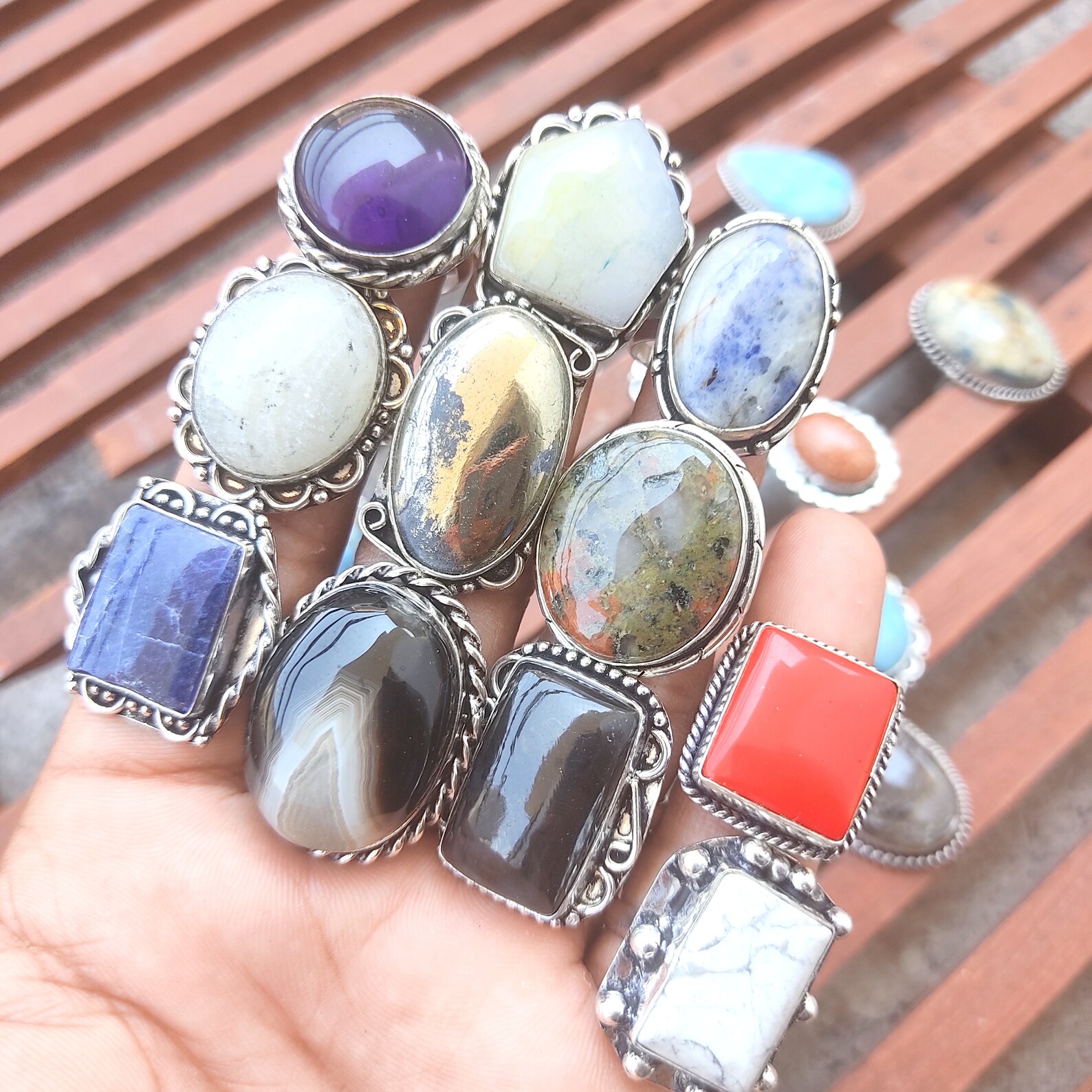 Big Wholesale Rings Lot Multi Gemstone Ring Multi Color Etsy