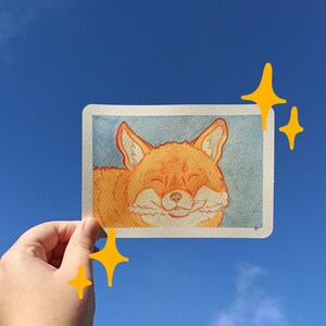 Carte postale Happy Fox peinte à la main Carte de vœux A6