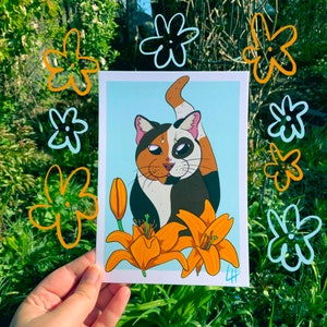 Chat de printemps - Impression de carte postale