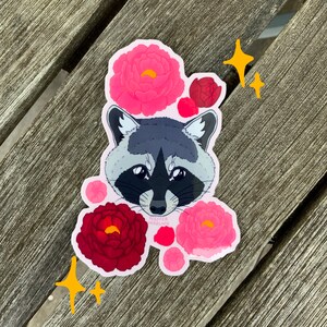 Pivoine Raccoon Matte ou Glossy Autocollant Ordinateur portable Décalcomanie Witchy Vibes
