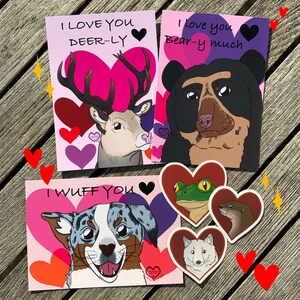 Ensemble de cartes postales et d'autocollants d'amour mignon - Cartes postales d'amour mignon et ensemble d'autocollants Cadeau de Saint-Valentin
