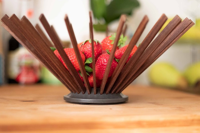 Marisha fruit bowl made of oak or walnut wood and concrete small in different variants image 3