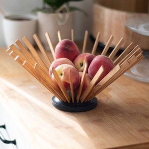 Marisha fruit bowl made of oak or walnut wood and concrete small in different variants image 1