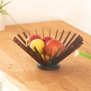 Marisha fruit bowl made of oak or walnut wood and concrete small in different variants image 6