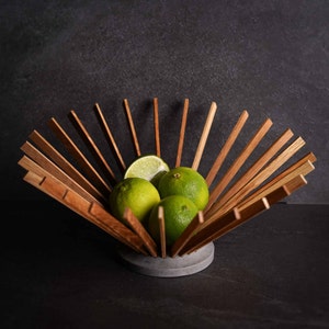 Marisha fruit bowl made of oak or walnut wood and concrete small in different variants image 8