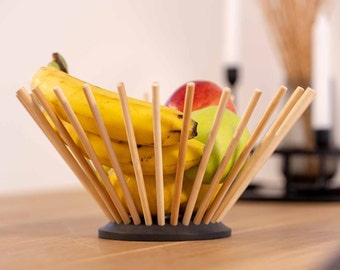 Marisha bowl medium large fruit bowl serving bowl wood and fine stone concrete gray / black