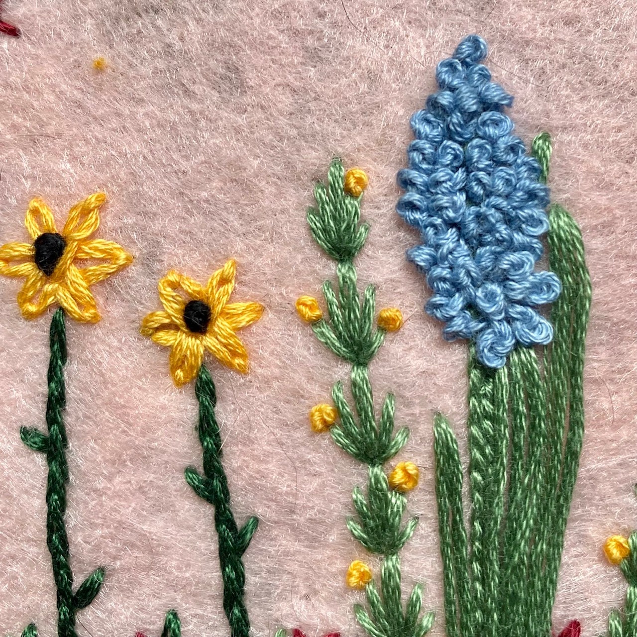 Embroidery Flowers on Felt Etsy