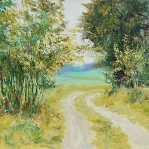 Dirt road &quot;Pintura a óleo original 30x40cm assinada Garncarek Al,, colorida, pintura de paisagem, original
