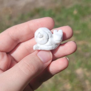 White Howlite Carved Snail