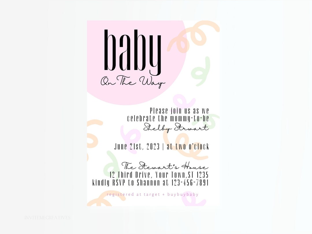 Printable Baby Shower Invitation Pastel Digital Baby Shower Invitation