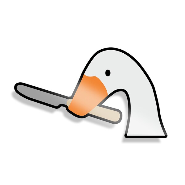 Goose with a knife Vinyl Decal Peeker - Video Game Car Window Laptop Waterproof Sticker
