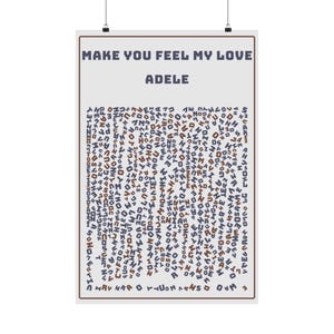 Make You Feel My Love Adele poster | Matte vertical music lyric art