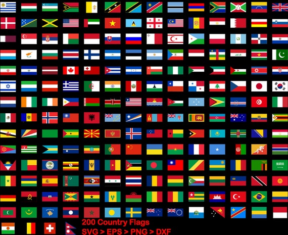 199 Country Flags - Etsy