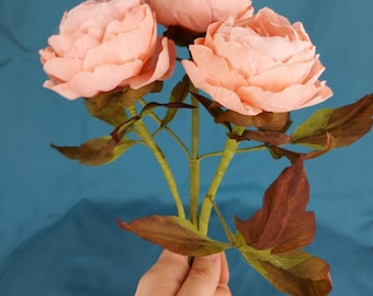 Realistic crepe paper coral Peonies.A great gift for birthday, anniversary, valentines day or just  home decoration