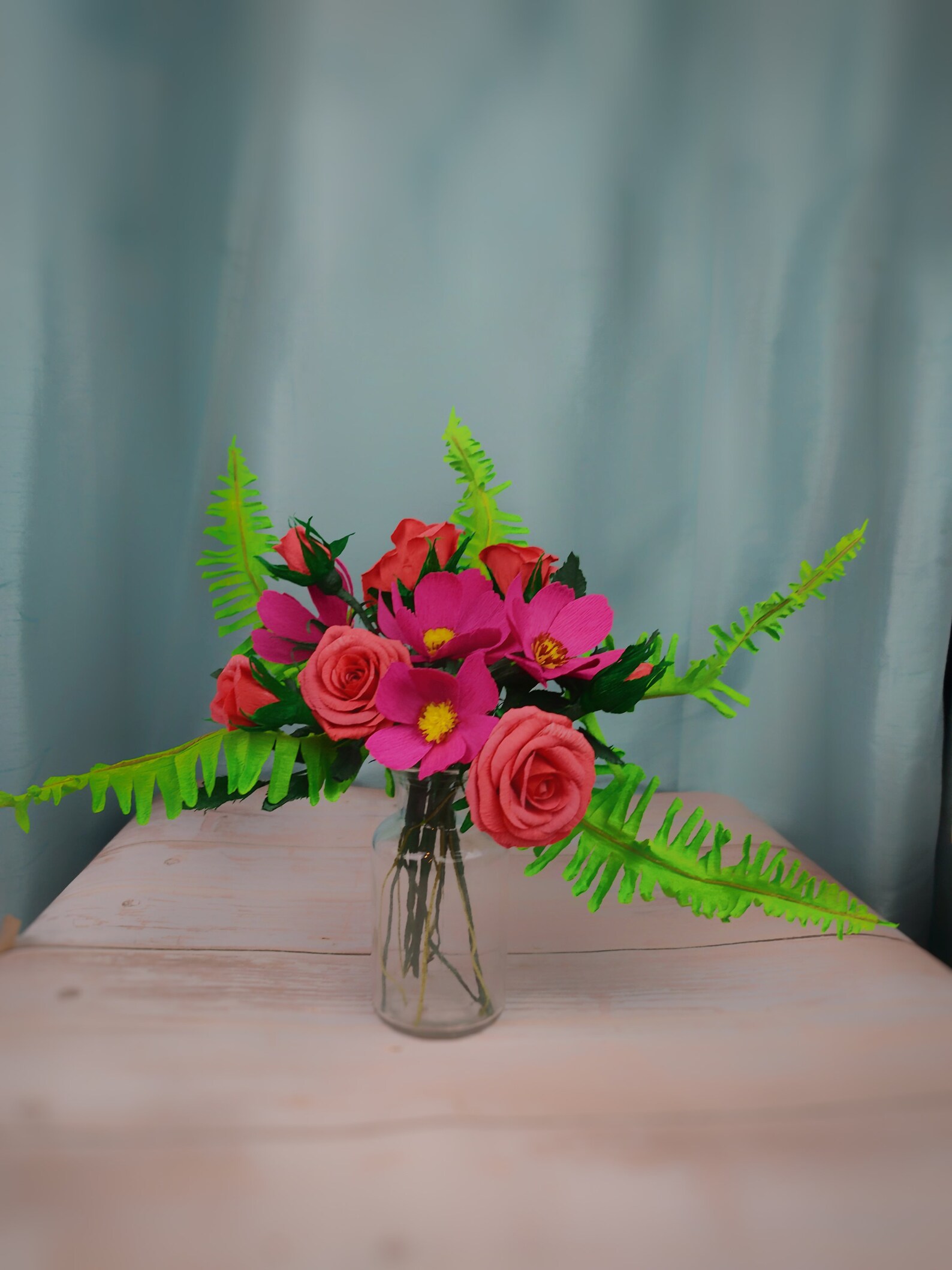 Realistic Crepe Paper Miniroses and Cosmos Flower Bouquet Etsy UK