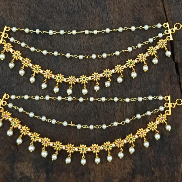 Traditional antique earring chain/ maatal South Indian /temple jeweler