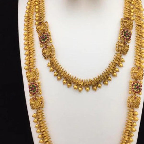Traditional haaram and necklace in matte finish with jumkha/1gram gold/free ship