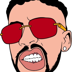 Bad bunny heart sunglasses file (PNG,SVG) digital file download only