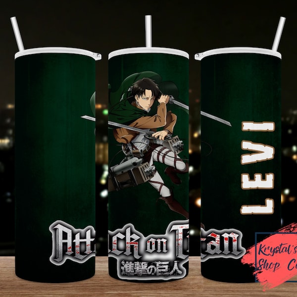 Levi Ackerman AOT inspiriert, 20 oz Skinny Tumbler, Straight, 20 oz. Designs, Anime Sublimation, Becher-Designs, Becher-Designs, Anime PNG,