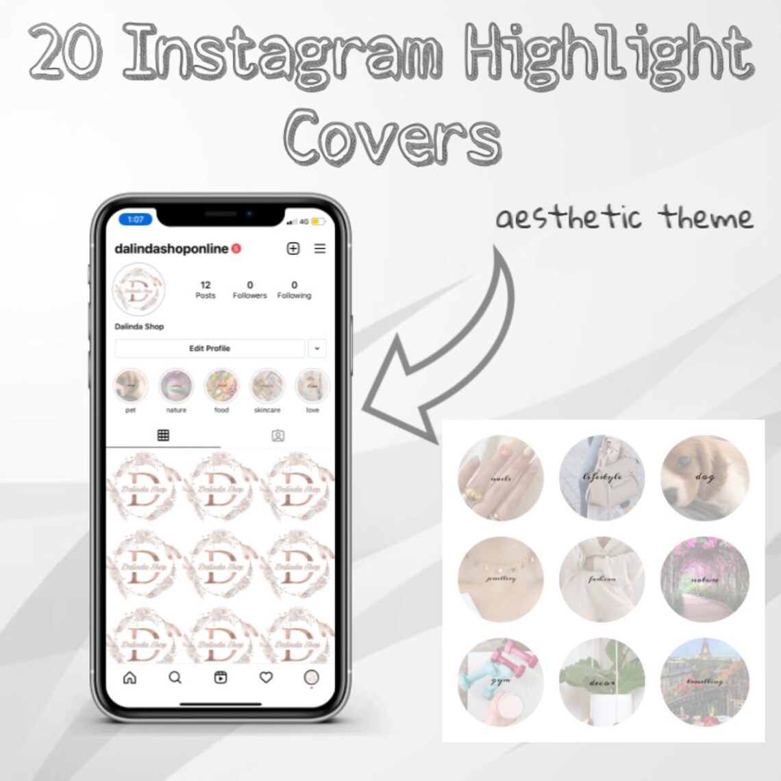 20 Instagram Highlight Covers Aesthetic Theme | Etsy
